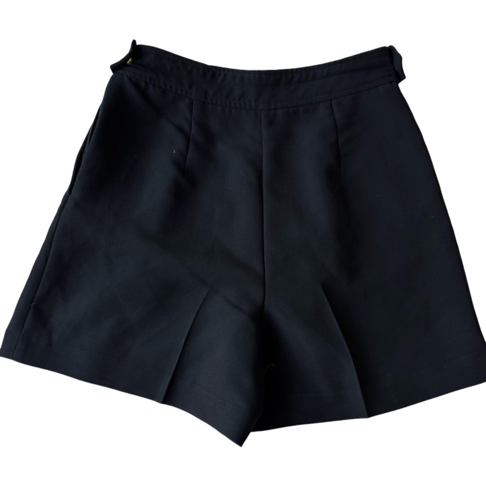 Zara Black High Waist Shorts with Gold Accents flat front side zipper size S - Picture 2 of 11